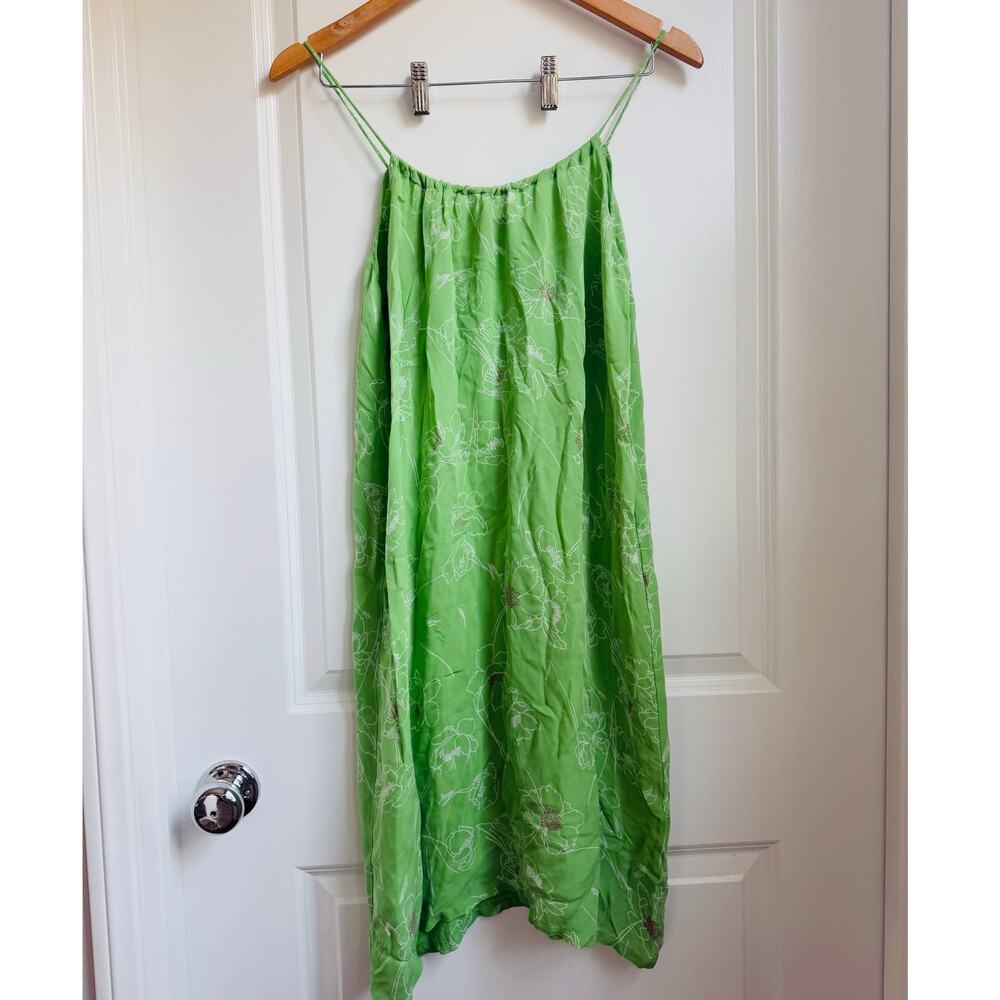 Tucker Lime Green Floral Slip Mini Dress